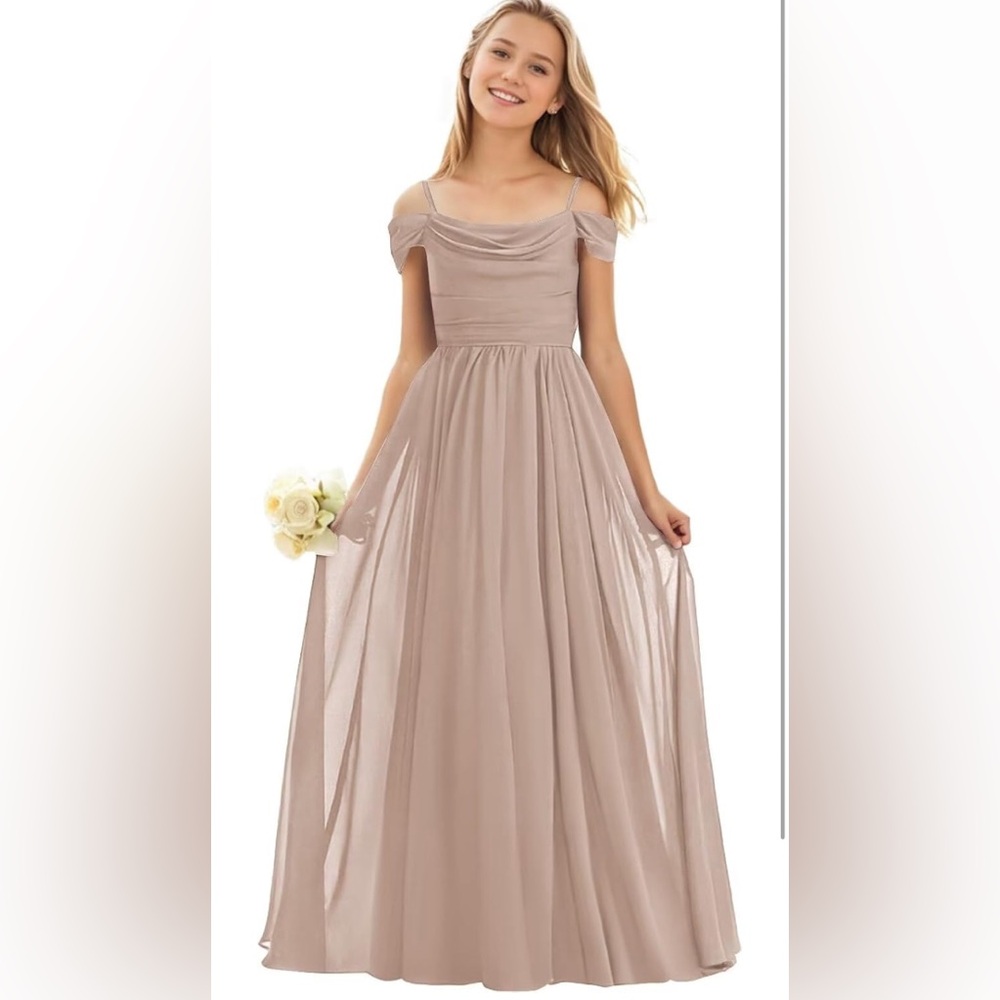 Junior bridesmaids dress size 14, taupe